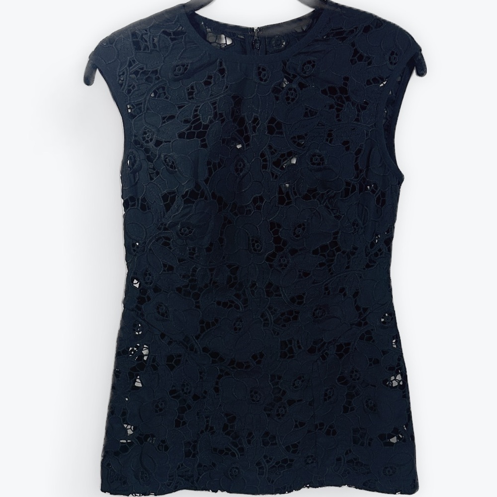 Shoshanna Chic Black Lace Structured Sleeveless Luxury Blouse Size 2